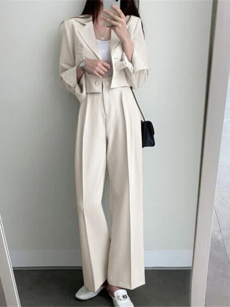 Pants Set Womens Casual Short Blazer Two Piece Sets