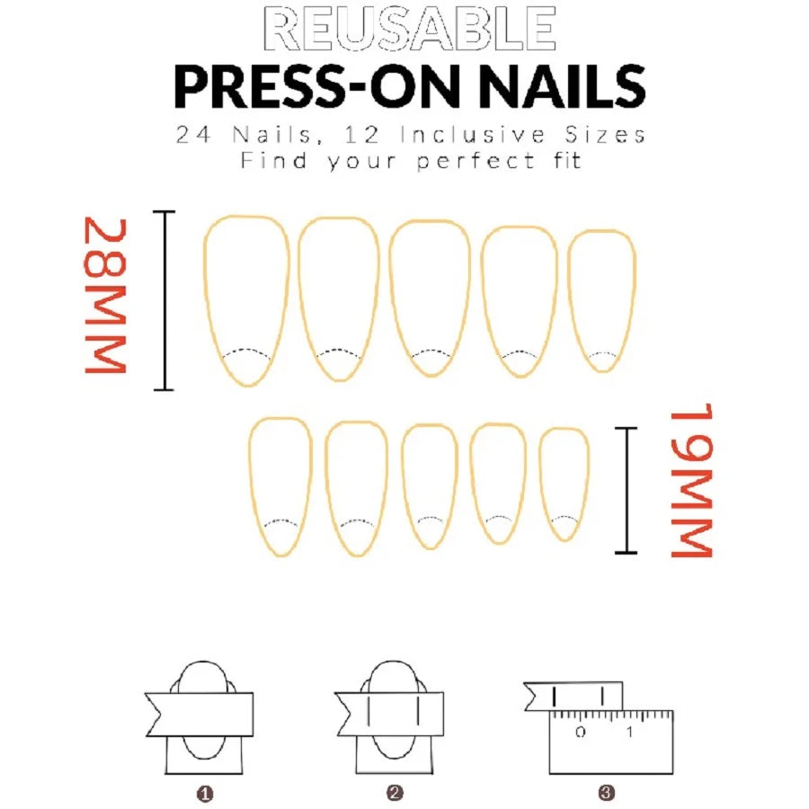 24PCS/1 BOX  White Almond French Nails