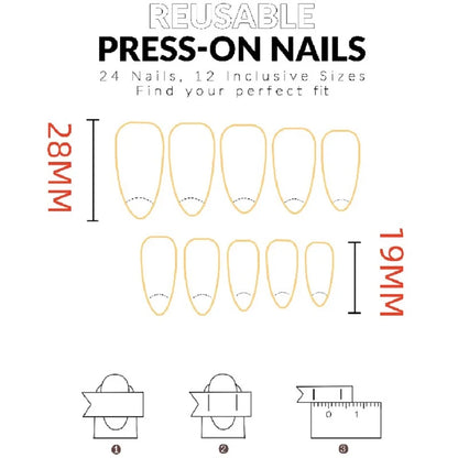 24PCS/1 BOX  White Almond French Nails