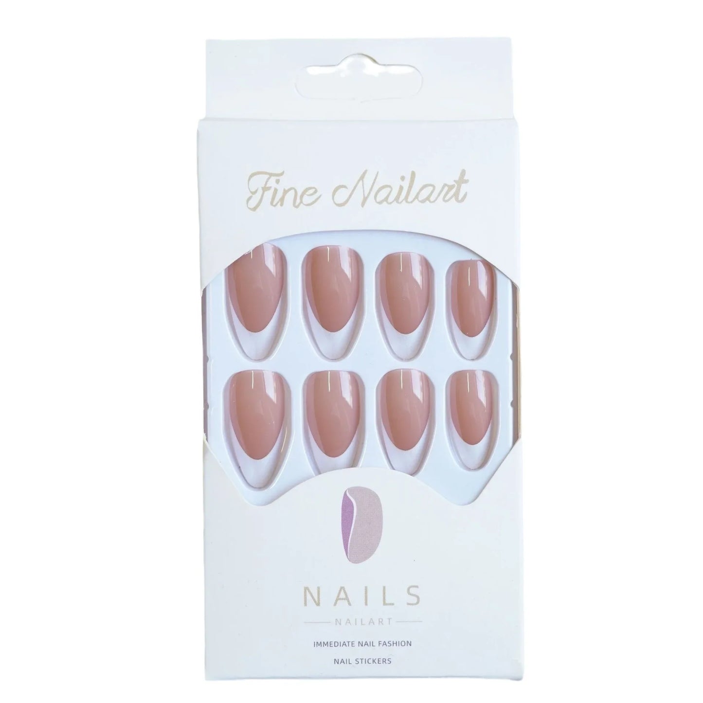 24PCS/1 BOX  White Almond French Nails