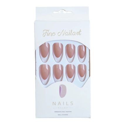 24PCS/1 BOX  White Almond French Nails