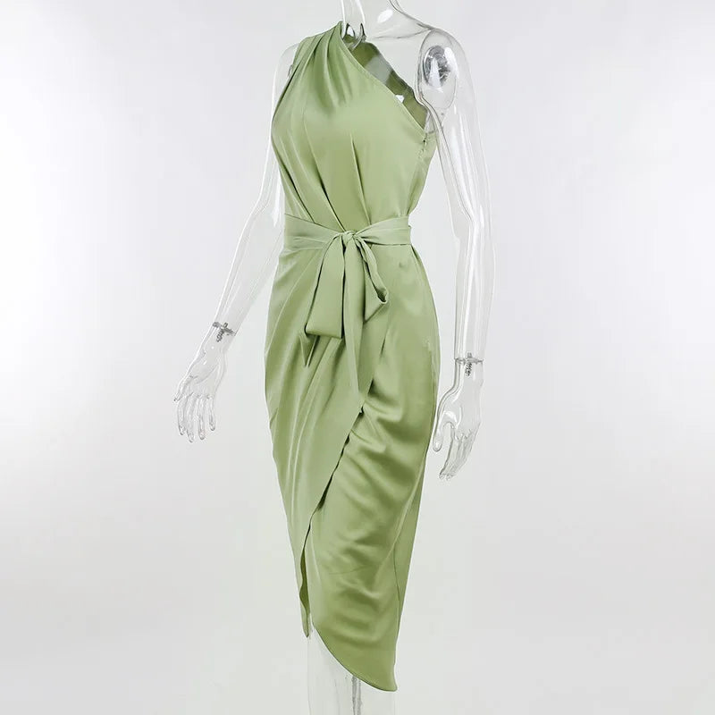 Women Mid-Length Skirt Elegant  Satin
