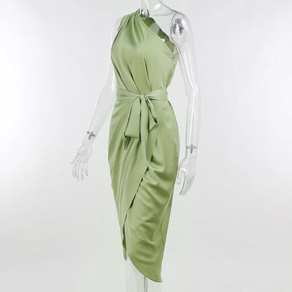 Women Mid-Length Skirt Elegant  Satin