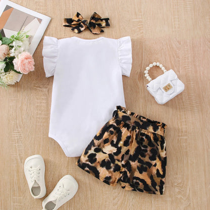 Girls Ruffle Shoulder Sleeveless Romper Bodysuit