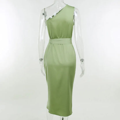 Women Mid-Length Skirt Elegant  Satin