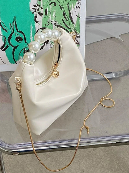 Pearl Handle Women Small Clutch Handbags