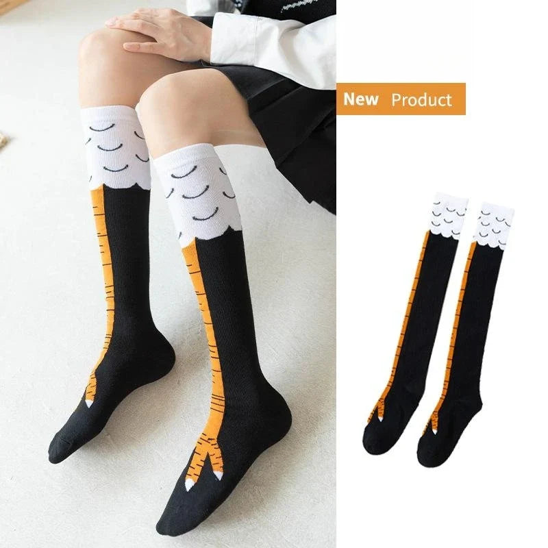 FUNNY Women Socks With Knee Length Chicken Feet