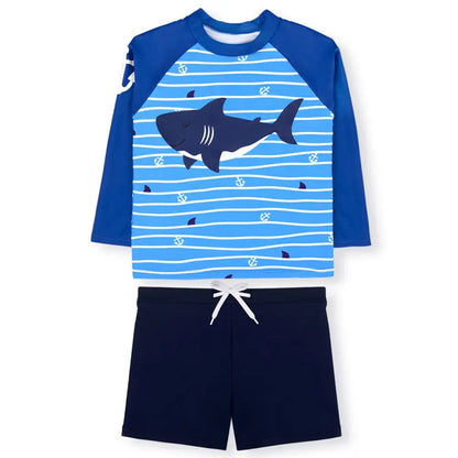 Big Boys  Swimwear Swimsuit Set Tops+Pants NoCap 2Pcs Children Training Suit