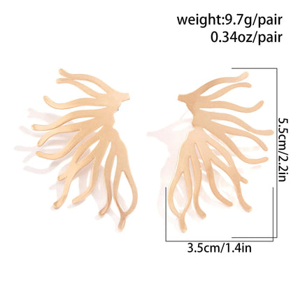 Boucles d'Oreilles Élégantes Ailées Plaquées Or à Motif Géométrique