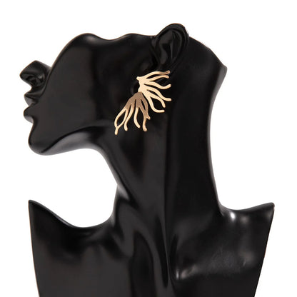 Boucles d'Oreilles Élégantes Ailées Plaquées Or à Motif Géométrique